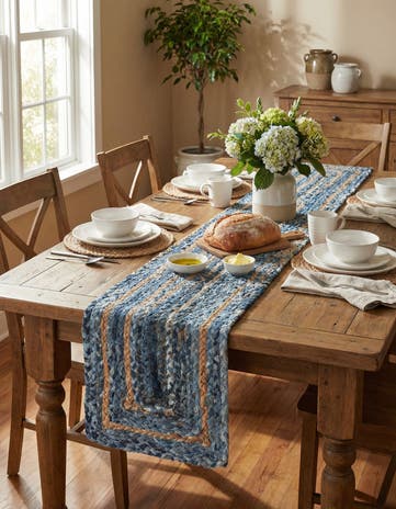 1' 2 x 6' 1 Handmade Braided Chindi Table Runner Rug