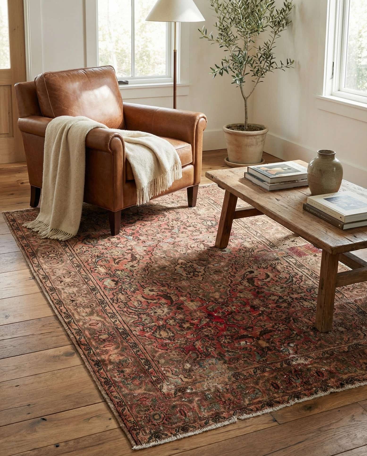 4' 2 x 6' 10 Hand Knotted Ultra Vintage Persian Wool Rug