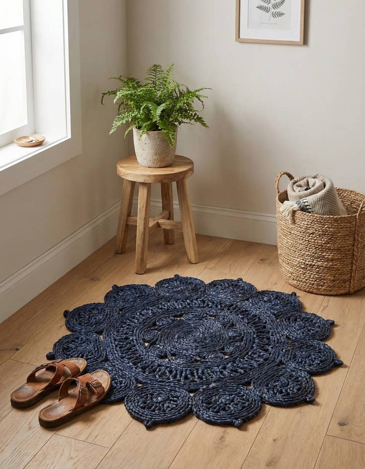 Detail image of 2' x 2'  Hand Braided Jute Round Rug