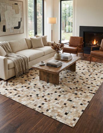 5' 3 x 7' 7 Cowhide Stocks Rug