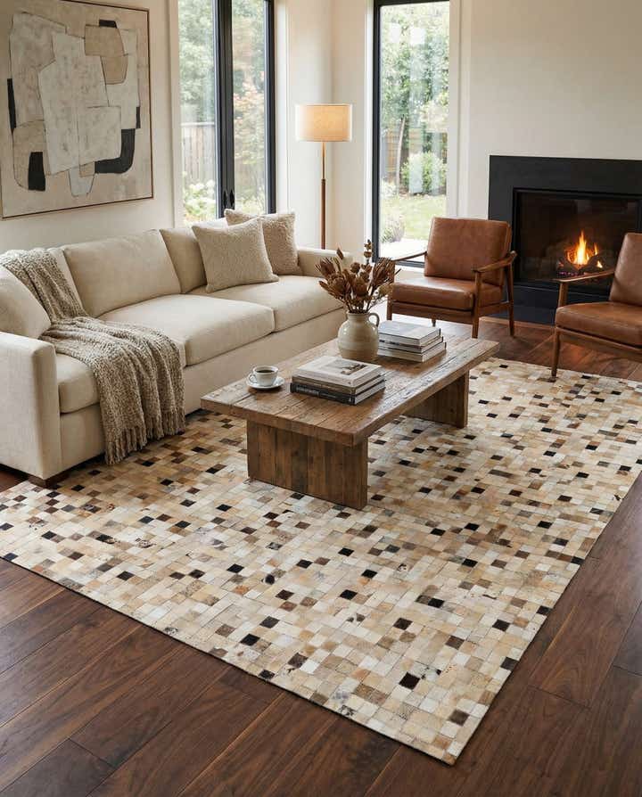 5' 3 x 7' 7 Cowhide Stocks Rug