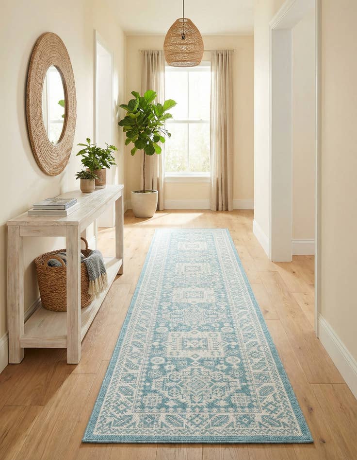 Detail image of 2' 7 x 12'  Washable Aztec Indoor / Outdoor Runner Rug