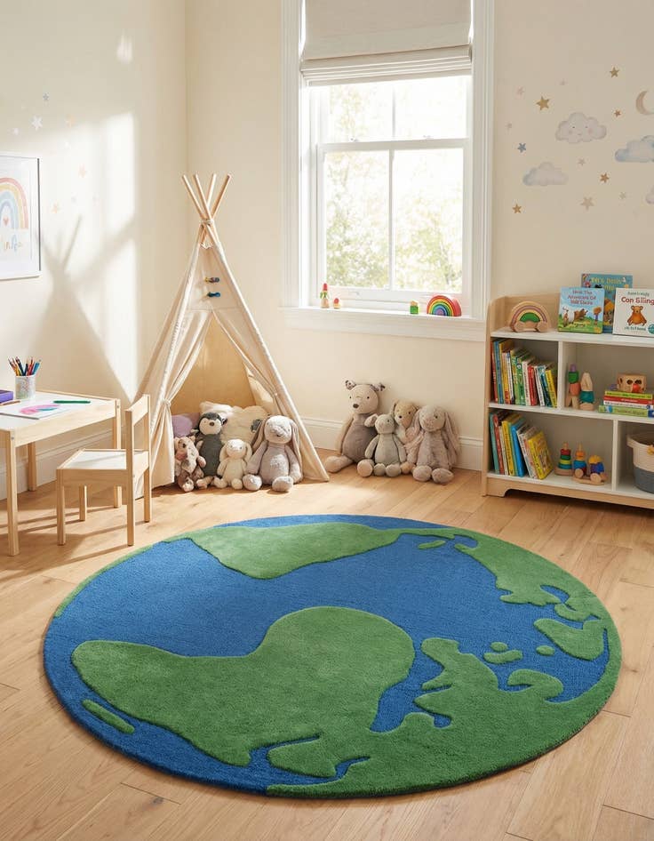 Detail image of 5' 1 x 5' 1 Playtime Kids Wool Freeform Rug
