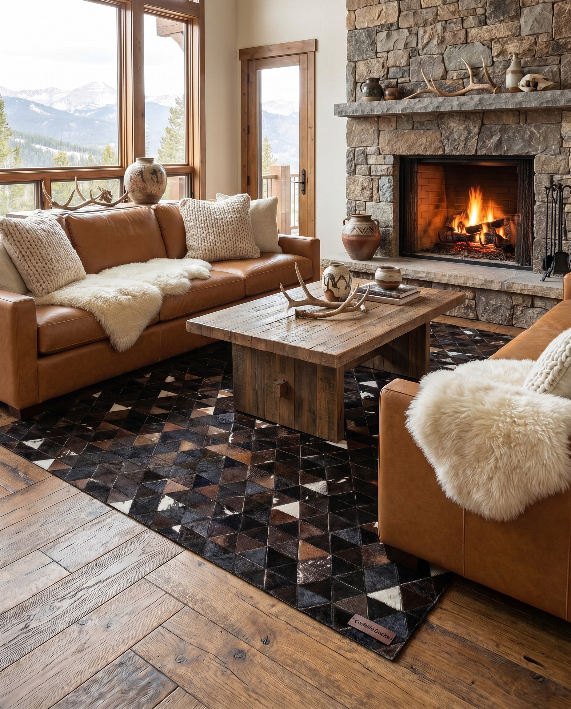 5' 1 x 8' Cowhide Stocks Rug