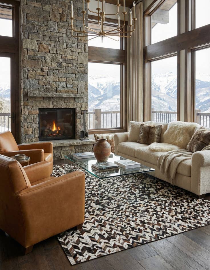 Detail image of 7' 7 x 9' 11 Cowhide Stocks Rug