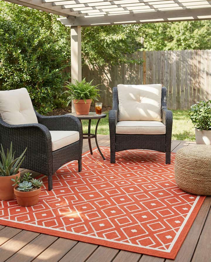 Rust Red Outdoor Rugs Rust Red 4' x 6' Washable Lattice Indoor / Outdoor Rug | Rugs.com