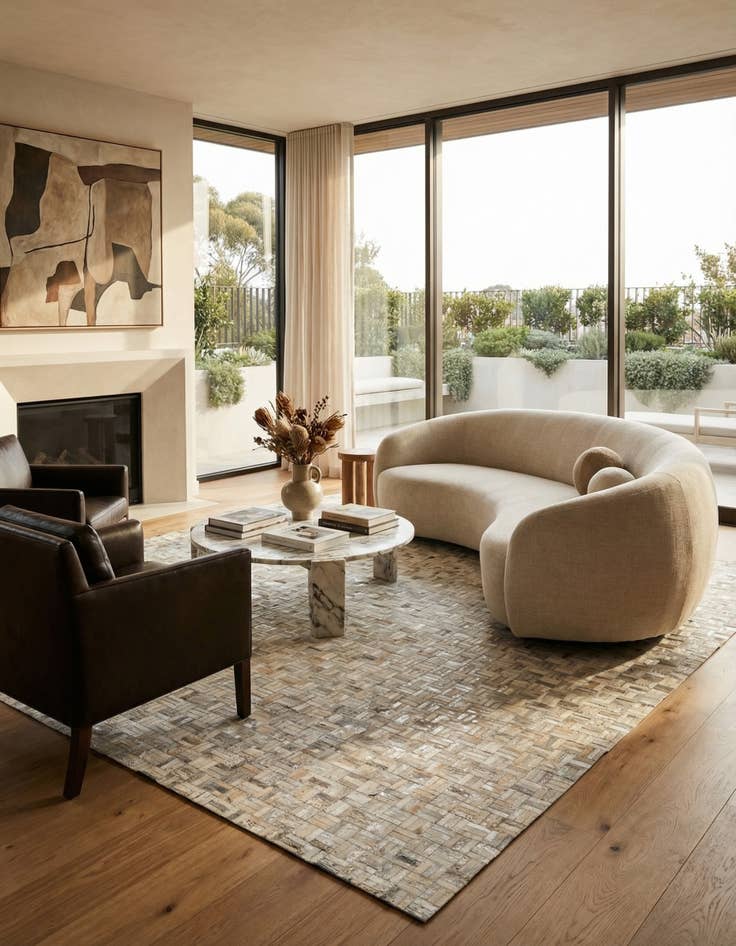 Detail image of 8' x 9' 10 Cowhide Leather Rug