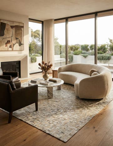 8' x 9' 10 Cowhide Leather Rug
