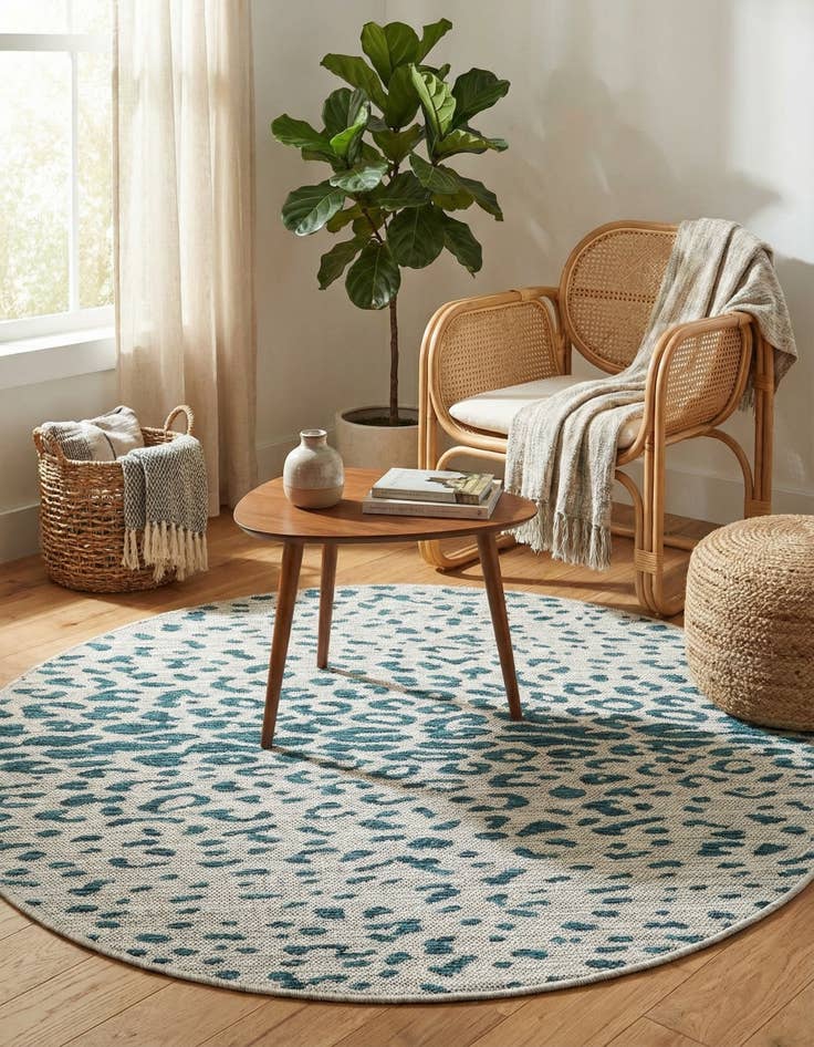 Detail image of 4' x 4'  Washable Safari Indoor / Outdoor Round Rug