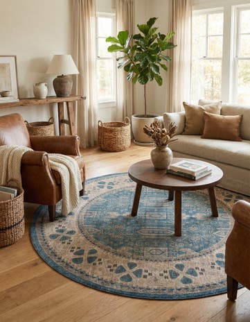 Light Blue Viola Round Rug