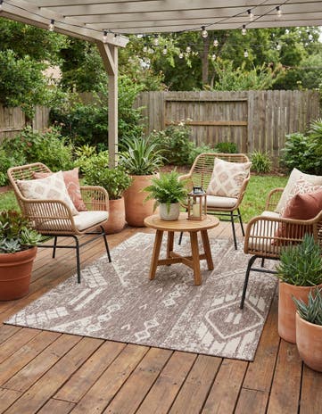 5' 3 x 8' Easy-Clean Bohemian Indoor / Outdoor Rug