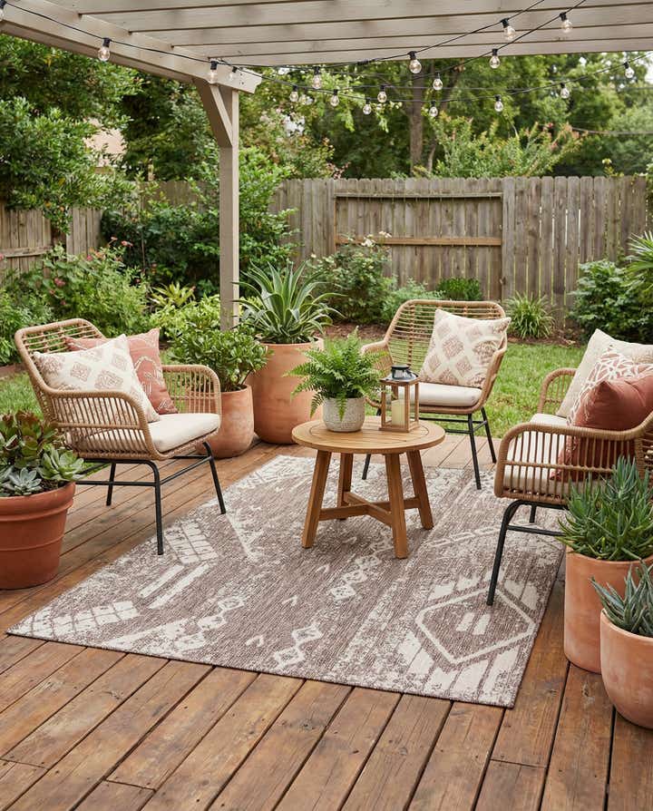 5' 3 x 8' Easy-Clean Bohemian Indoor / Outdoor Rug