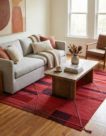 4' 8 x 6' 4 Hand Woven Kilim Modern Wool Rug