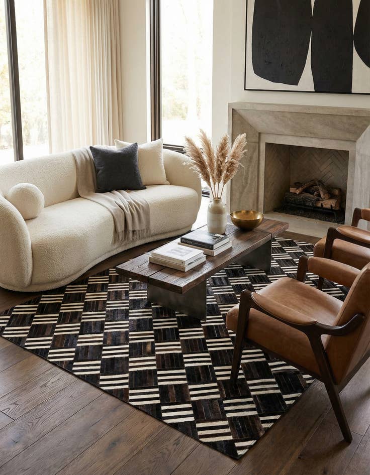 Detail image of 5' 11 x 6' 8 Cowhide Stocks Square Rug