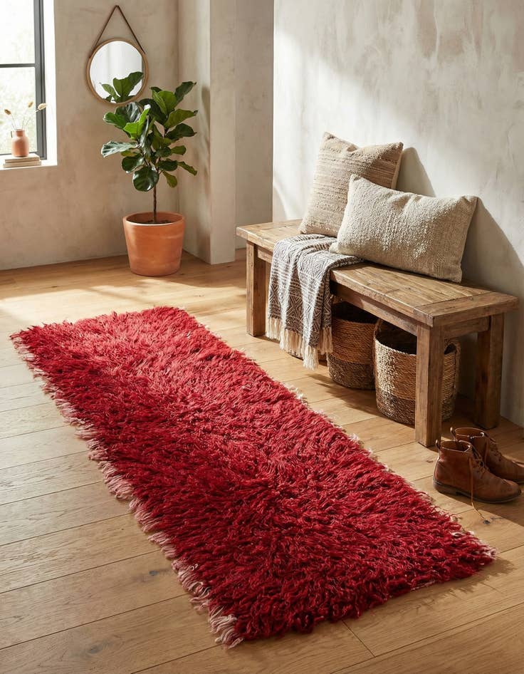 Detail image of 2' x 4'  Hand Knotted Moroccan Wool Runner Rug