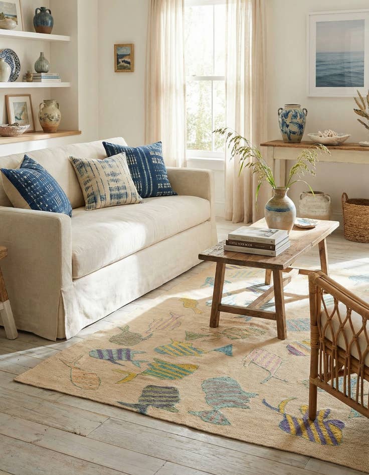 Detail image of 4' 2 x 5' 5  Hand Woven Kilim Suzani Wool Rug