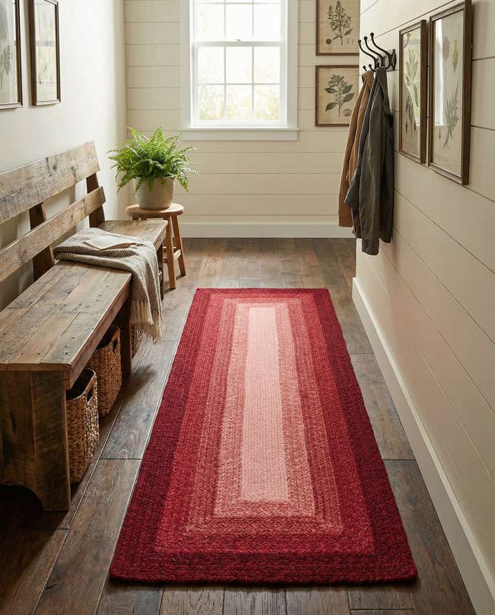 2' x 6' 1 Handmade Hand Braided Wool Runner Rug