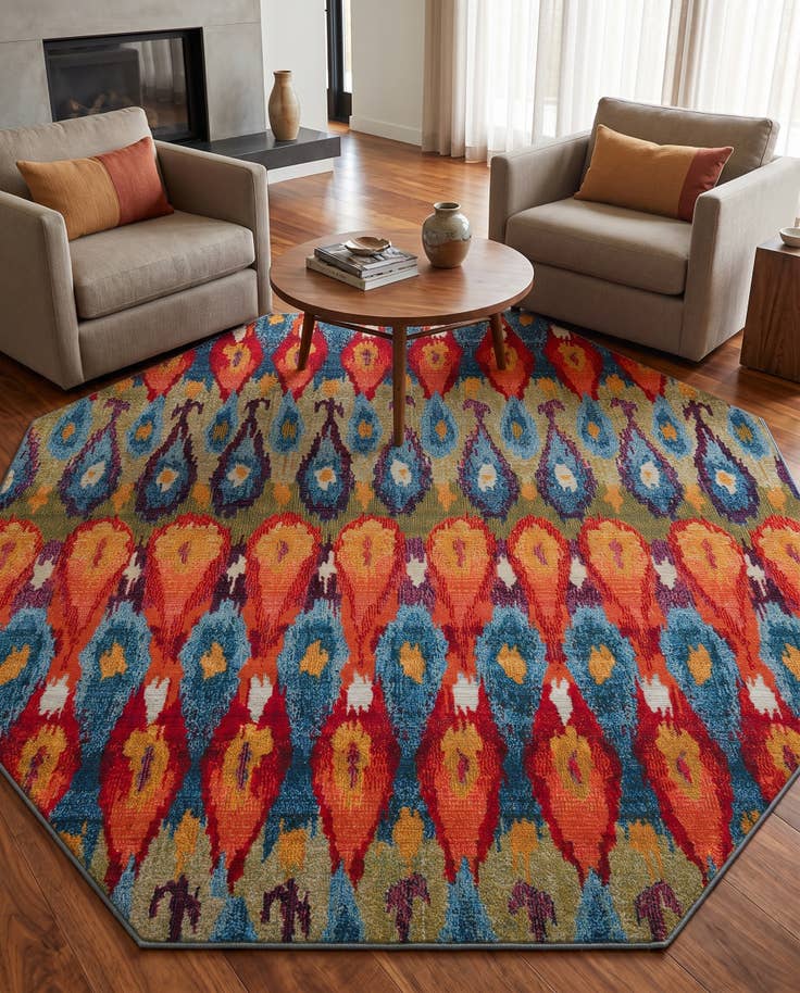 Detail image of 7' 10 x 7' 10 Easy-Clean Modern Indoor / Outdoor Octagon Rug