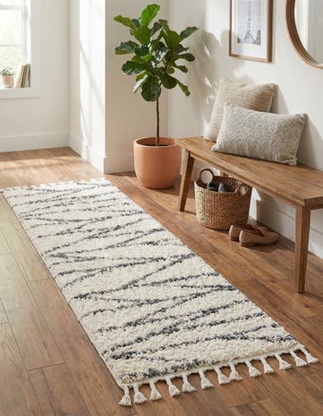 White Serenity Shag Runner Rug