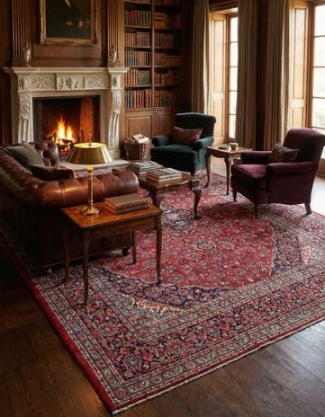 9' 8 x 13' Hand Knotted Mashad Persian Wool Rug