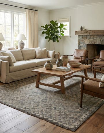 6' 8 x 9' 8 Hand Woven Kilim Maymana Wool Rug