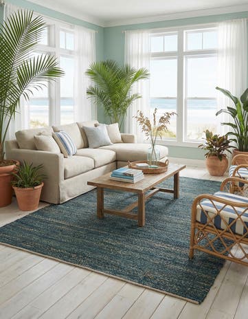 Ocean Blue Palm Beach Jute Rug
