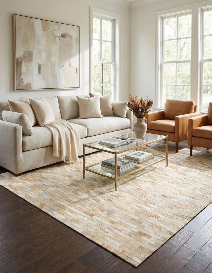 Detail image of 4' 8 x 6' 6 Cowhide Leather Rug