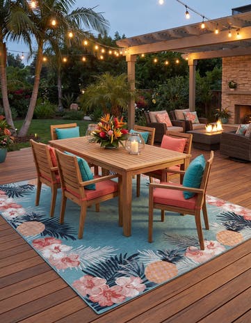 9' 9 x 12' Easy-Clean Botanical Indoor / Outdoor Rug