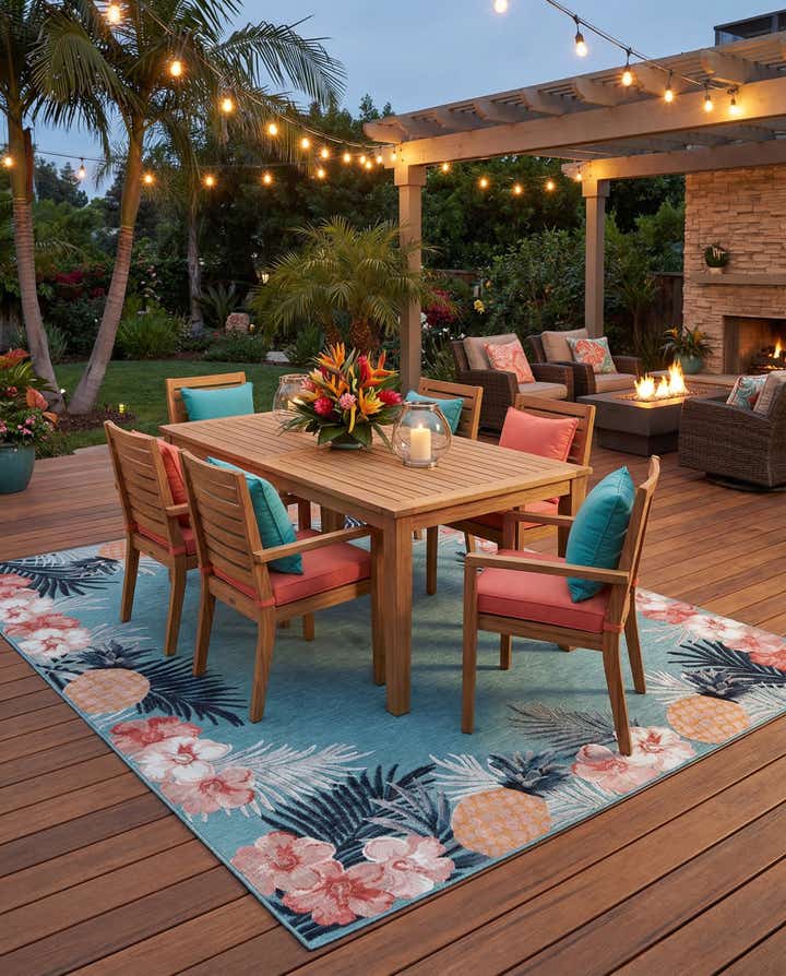 9' 9 x 12' Easy-Clean Botanical Indoor / Outdoor Rug
