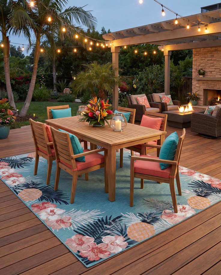 Detail image of 9' 9 x 12' Easy-Clean Botanical Indoor / Outdoor Rug