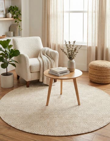 4' 1 x 4' 1 Hand Woven Geo Trellis Flatweave Round Rug