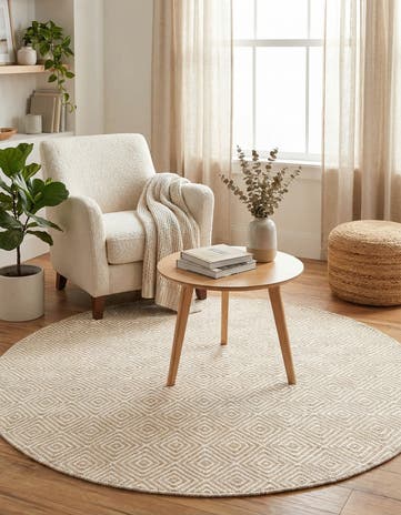 4' 1 x 4' 1 Hand Woven Geo Trellis Flatweave Round Rug