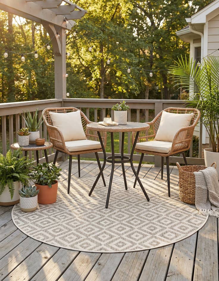 Detail image of 4' x 4'  Washable Jill Zarin Costa Rica Indoor / Outdoor Round Rug