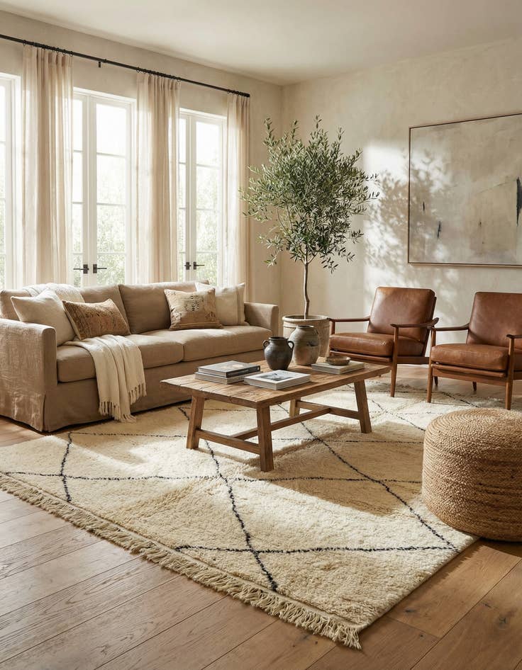 Detail image of 6' 5 x 10' 2  Hand Knotted Moroccan Wool Rug