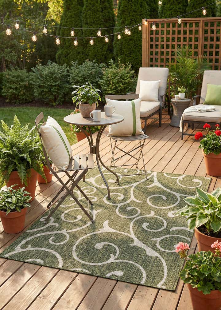 4' x 6' Easy-Clean Botanical Indoor / Outdoor Rug