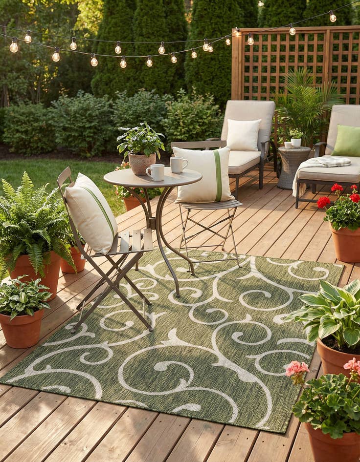 Detail image of 4' x 6'  Washable Botanical Indoor / Outdoor Rug
