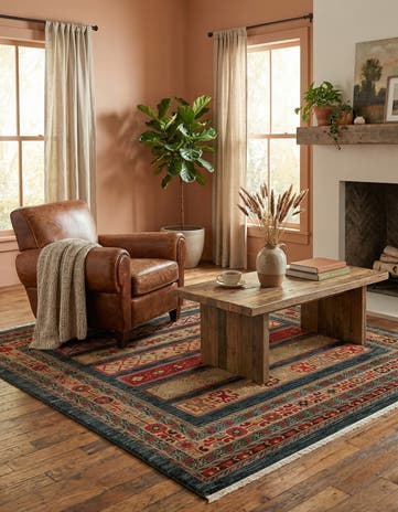 Blue Kashkuli Gabbeh Square Rug