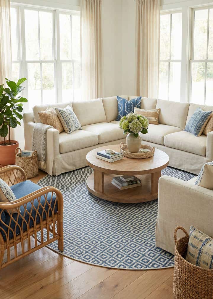 10' 8 x 10' 8 Easy-Clean Jill Zarin Costa Rica Indoor / Outdoor Round Rug