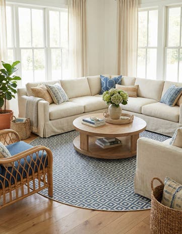 10' 8 x 10' 8 Easy-Clean Jill Zarin Costa Rica Indoor / Outdoor Round Rug