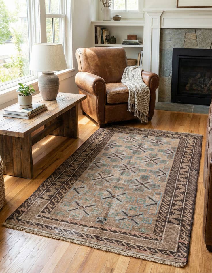 Detail image of 3' 4 x 6'  Hand Knotted Ultra Vintage Persian Wool Rug