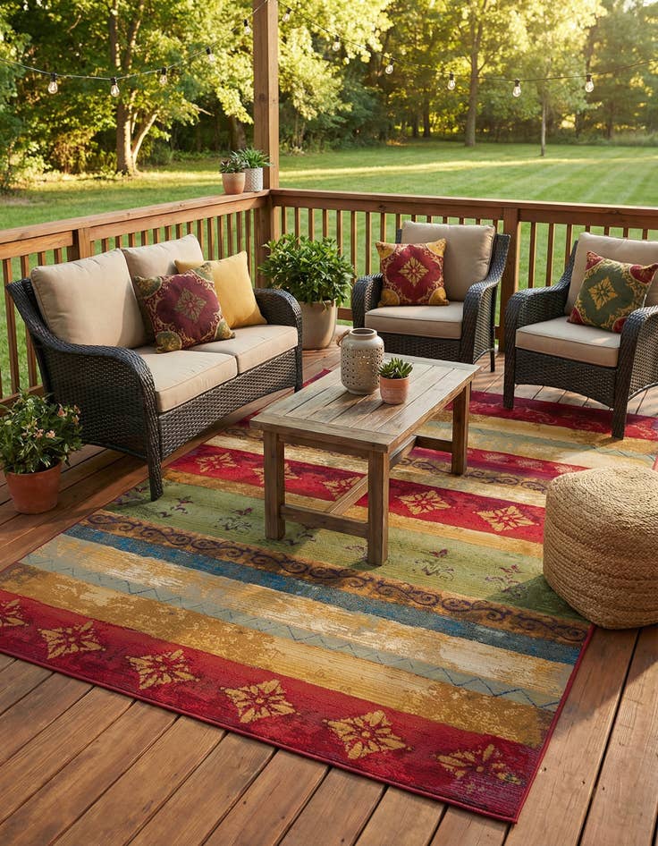 Detail image of 7' x 10'  Washable Modern Indoor / Outdoor Rug