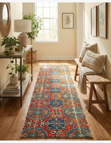 Orange Washable Hyacinth Runner Rug
