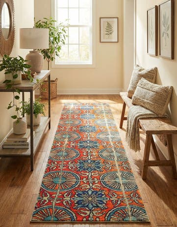 Orange Washable Hyacinth Runner Rug