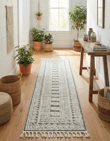 Gray Boho Runner Rug