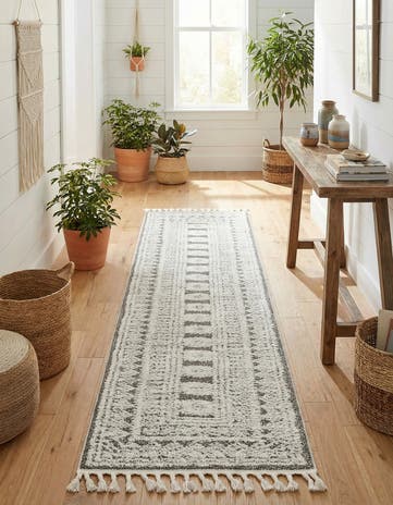 Gray Boho Runner Rug
