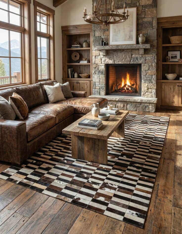 Detail image of  4' 11 x 8' Cowhide - Patchwork Rug