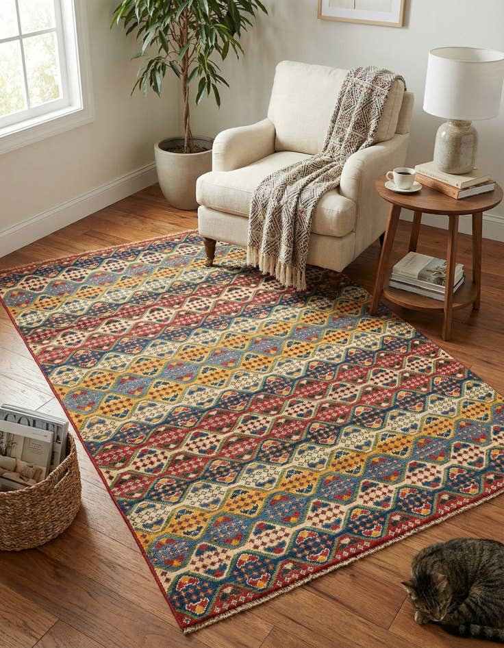 Detail image of 4' x 6'  Hand Knotted Kazak Rug