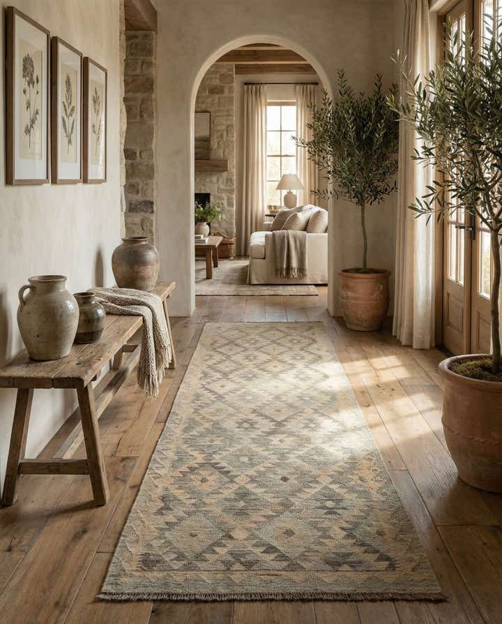 2' 8 x 9' 8 Hand Woven Kilim Maymana Wool Runner Rug