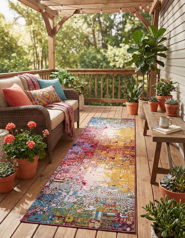 Detail image of 2' 7 x 10'  Washable Modern Indoor / Outdoor Runner Rug