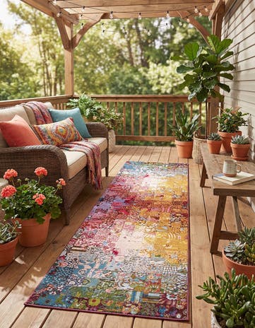 2' 7 x 10' Easy-Clean Modern Indoor / Outdoor Runner Rug